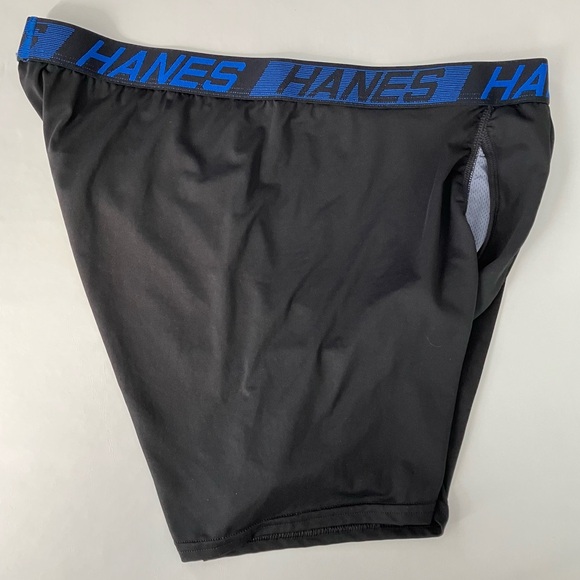 Hanes Men's X-Temp Total Support Pouch Long Leg Black & Gray Boxer Brief - Picture 3 of 8